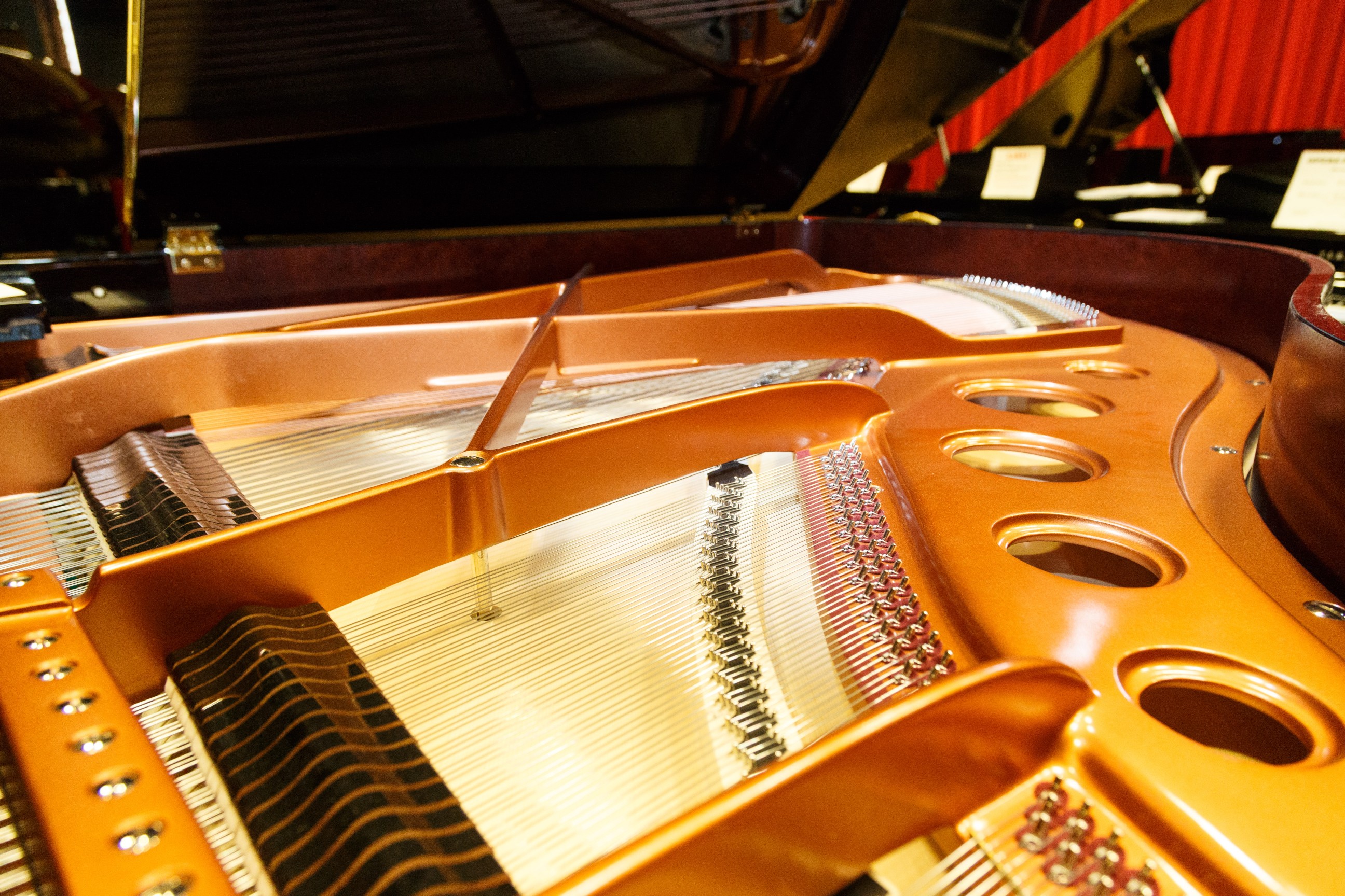 piano soundboard close up - grand piano Pittsburgh Opera