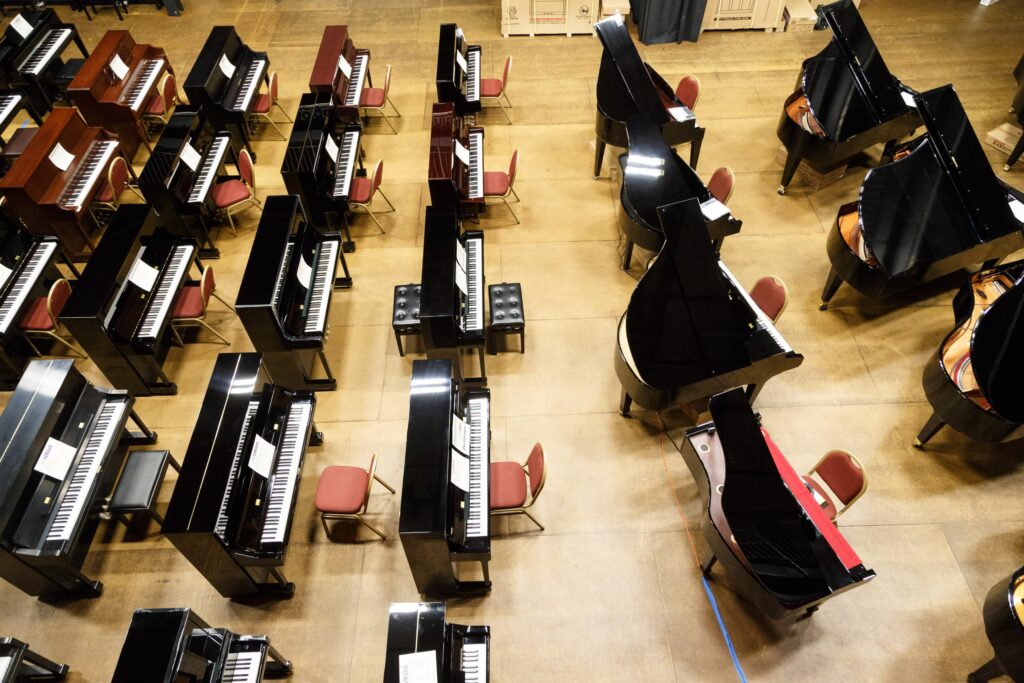Pittsburgh Opera Piano Sale top view of pianos